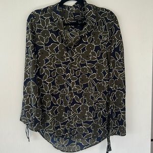 Banana Republic Floral Button Down Shirt with Tie Sleeves